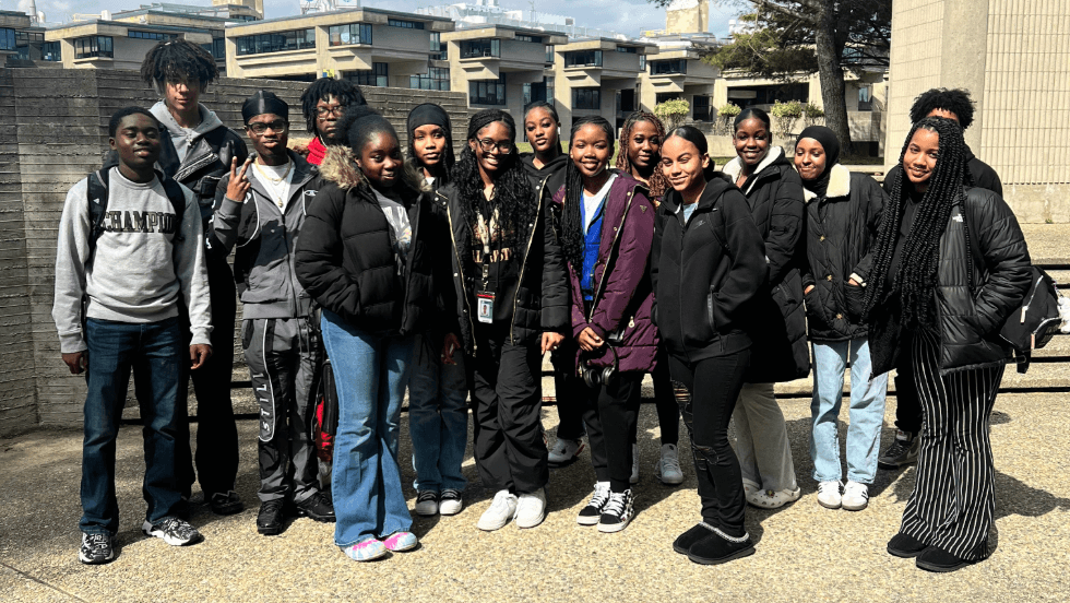 a group of CCA students on a tour of UMass Dartmouth